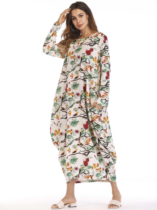 Graphic print hidden clearance pocket longline dress