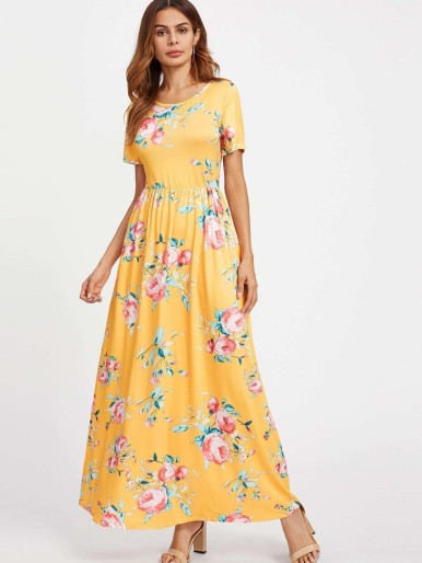 All Over Florals Full Length Dress