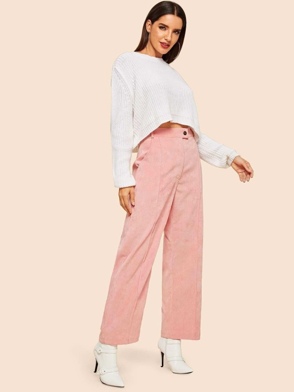 Button Front Corduroy Pants