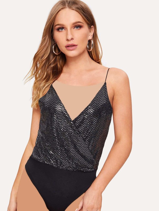 Contrast Sequin Cami Bodysuit  Cami bodysuit, Womens bodysuit