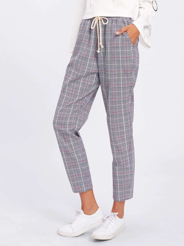 Plaid peg clearance pants