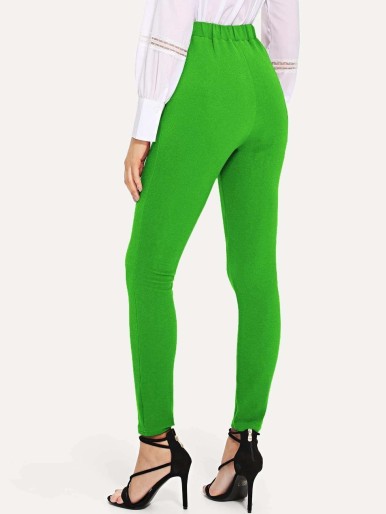 Neon Green Slant Pocket Belted Pants