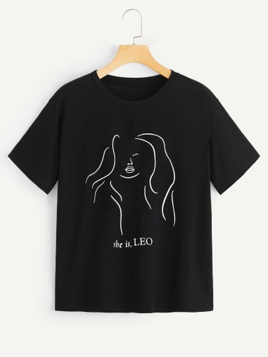 Letter And Figure Print Tee