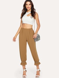 Pearl Beaded Fluted Pants