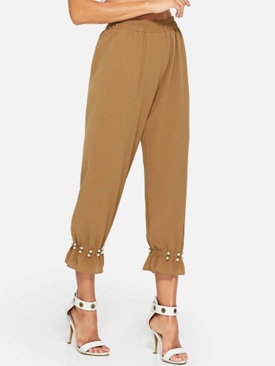 Pearl Beaded Fluted Pants