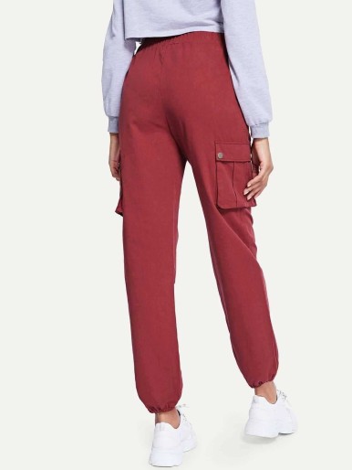 Snap Button Pocket patched Pants