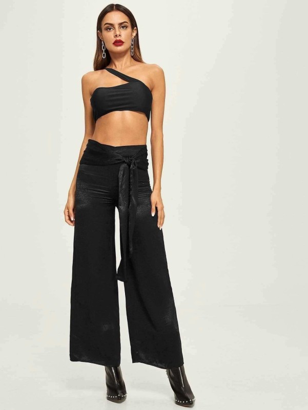 Tie Waist Wide Leg Pants