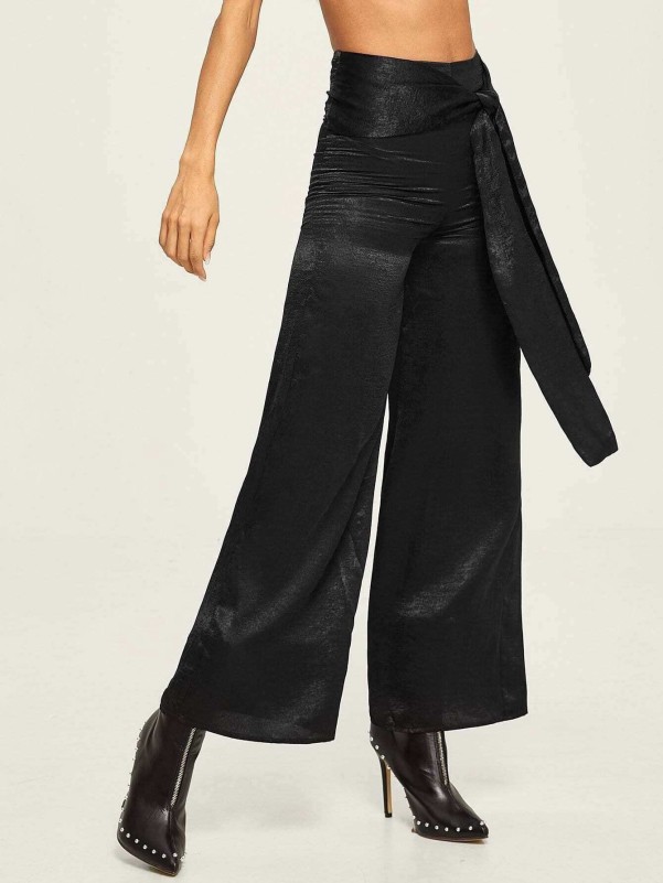 Tie Waist Wide Leg Pants