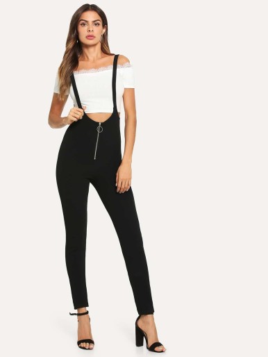 Zip Up Skinny Pants with Strap