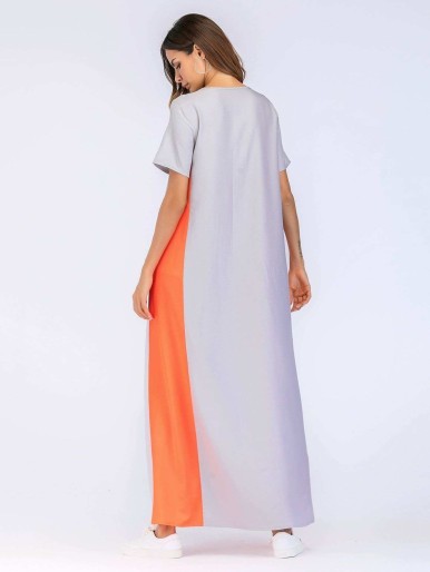 Color Block Cut Out Longline Dress