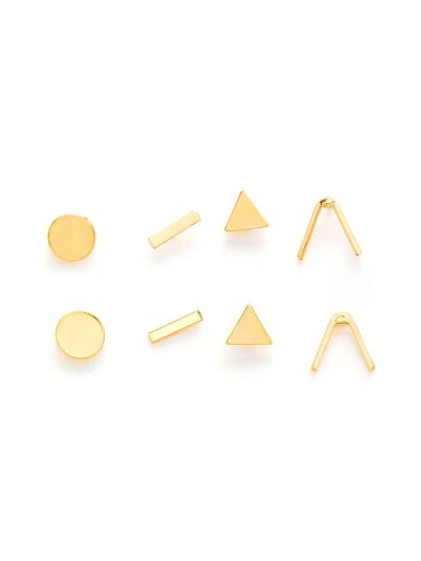 Geometric Design Stud Earring Set 4pairs