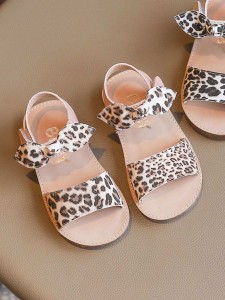 Baby Leopard Pattern Bow Tie Sandals