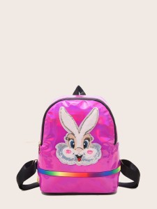 Girls Sequins Decor Rabbit Patch Backpack