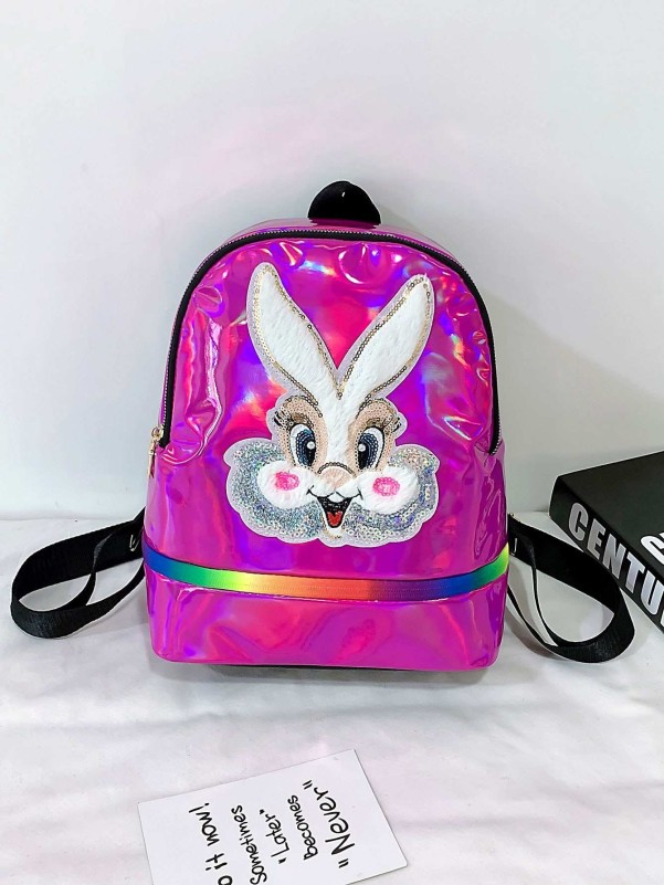 Girls Sequins Decor Rabbit Patch Backpack