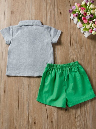 Toddler Boys Bow Neck Button Front Shirt & Shorts