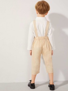 Toddler Boys Bow Tie Collar Top With Straps Capris Pants