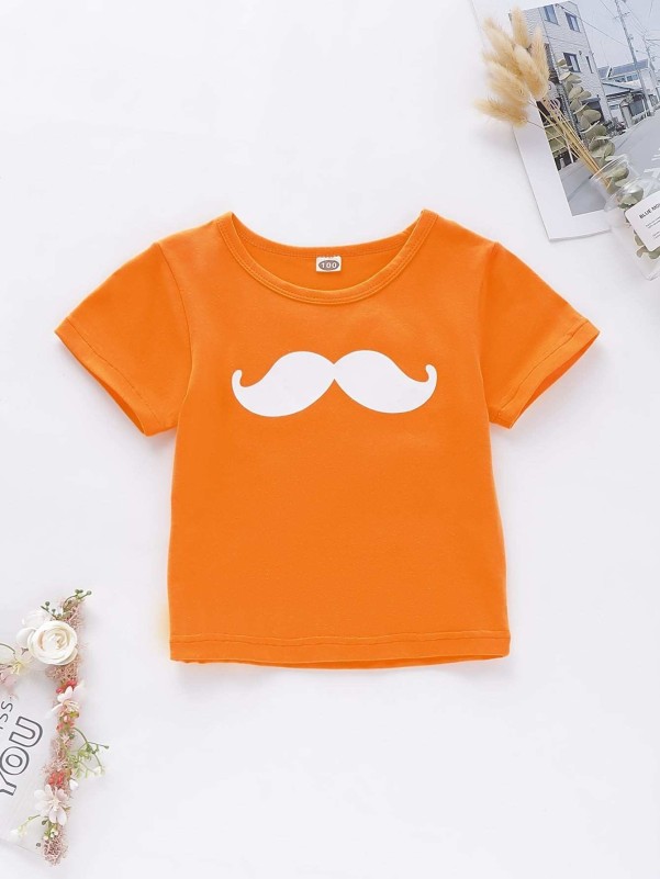 Toddler Boys Mustache Print Short Sleeve Tee