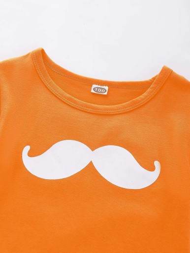 Toddler Boys Mustache Print Short Sleeve Tee