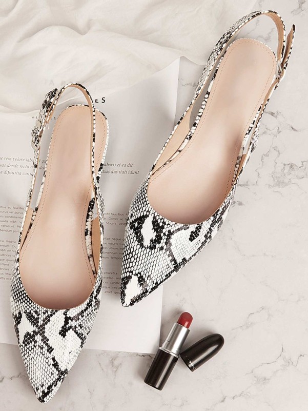 Snakeskin cheap slingback flats