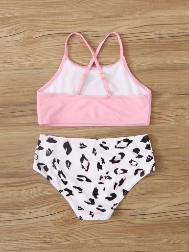 Girls Leopard Criss Cross Bikini