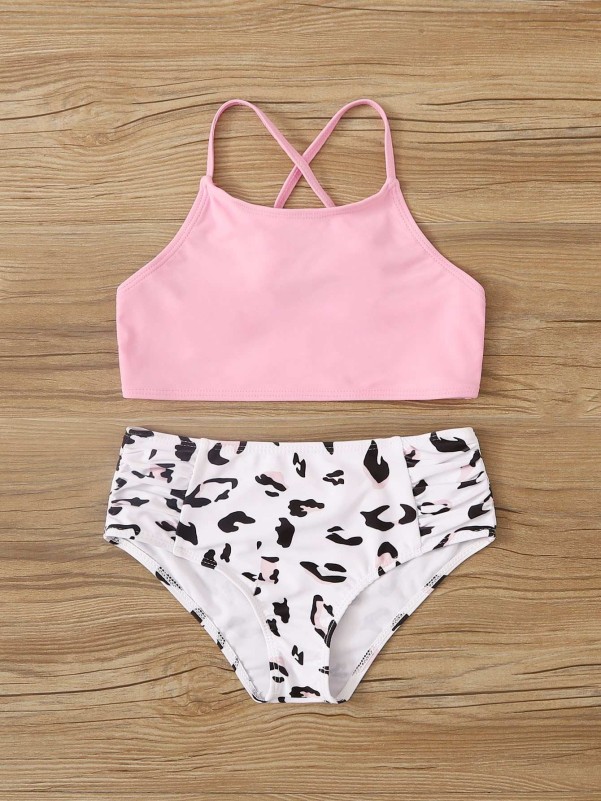 Girls Leopard Criss Cross Bikini