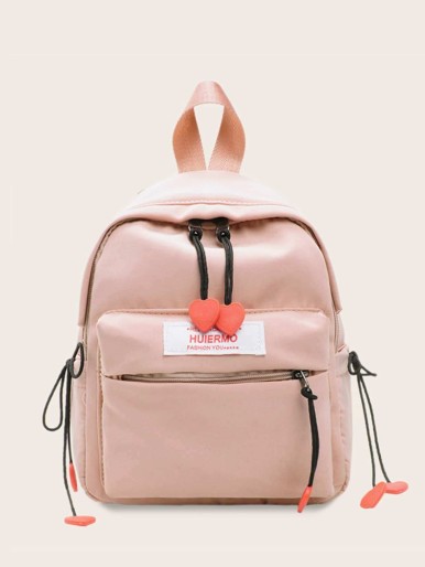 Girl Heart Charm Letter Patch Backpack