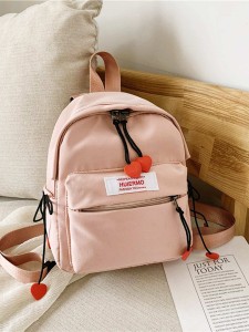 Girl Heart Charm Letter Patch Backpack