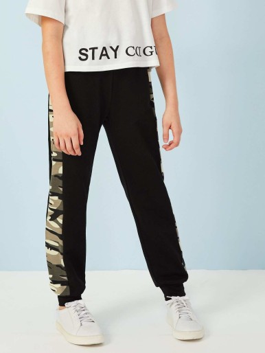 Boys Camo Panel Sweat Pants