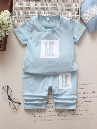Toddler Boys Letter Graphic Tee With Pants