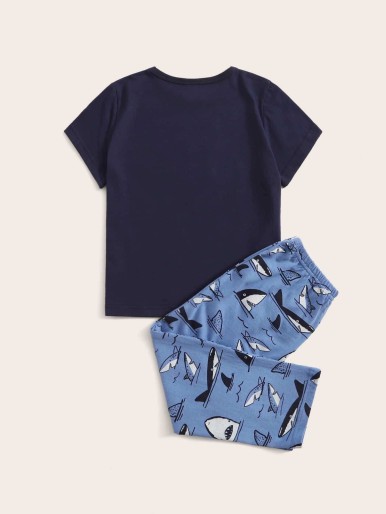 Toddler Boys Shark Print Pajama Set