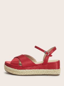 Cross Strap Espadrille Wedges