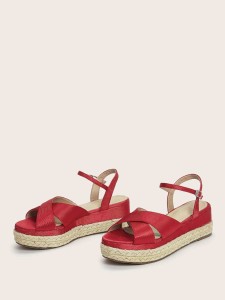 Cross Strap Espadrille Wedges