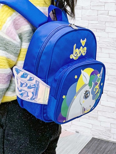 Kids Wing Decor Unicorn Graphic Backpack