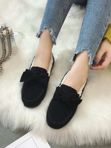 Bow Decor Suede Flats