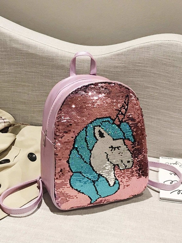 Girls Unicorn Pattern Sequin Backpack
