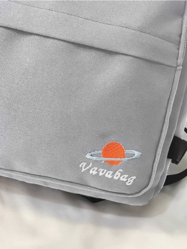 Planet Embroidered Pocket Front Backpack