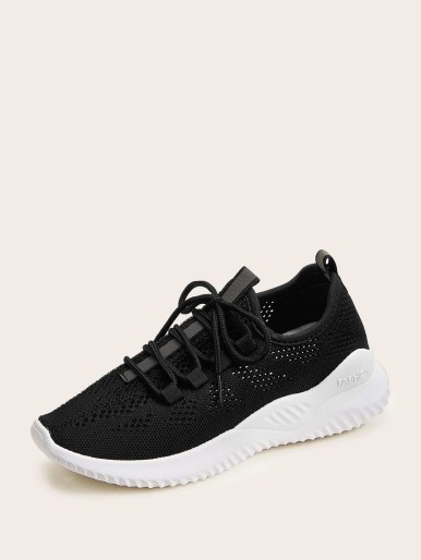 Lace-up Front Knit Sneakers
