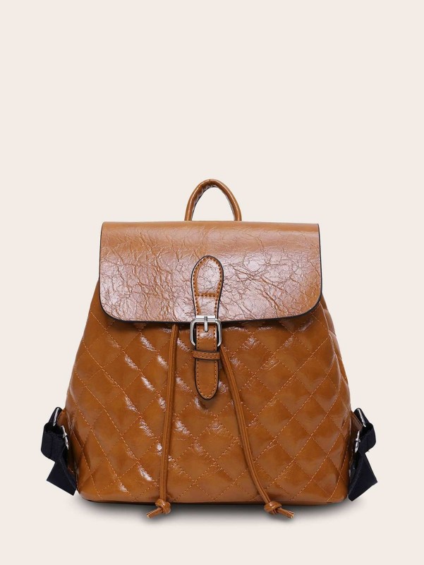 Buckle Decor Quilted Backpack