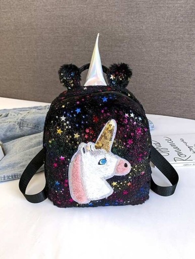 Girls Unicorn Design Glitter Backpack