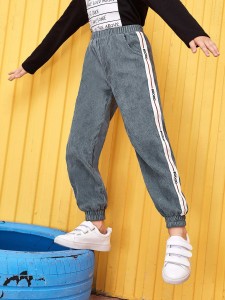 Boys Letter Tape Side Corduroy Pants