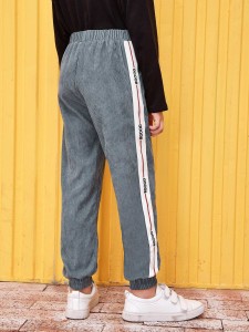 Boys Letter Tape Side Corduroy Pants