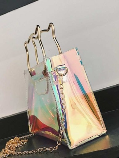 Girls iridescent transparent bag