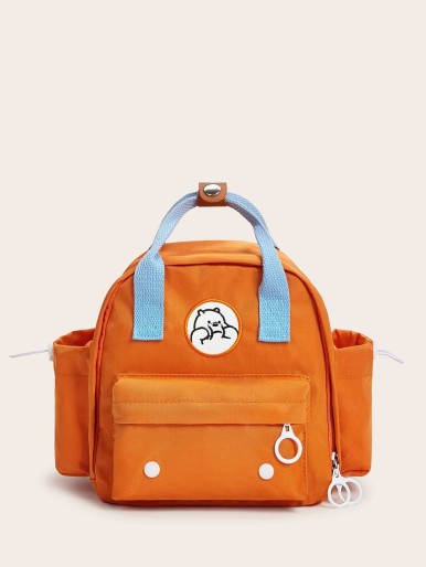 Cartoon Patch Decor Pocket Front Backpack