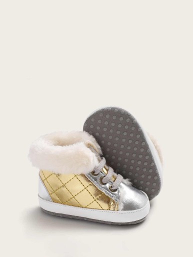 Baby Metallic Faux Fur Decor Boots