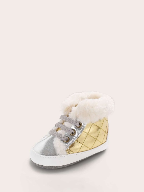 Baby Metallic Faux Fur Decor Boots