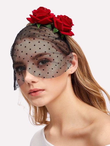 Flower Decorated Mesh Headband