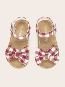 Baby Bow Decor Gingham Sandals