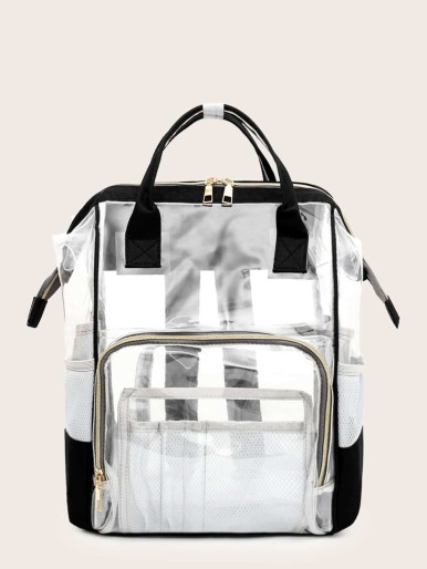 Transparent backpack with front pocket