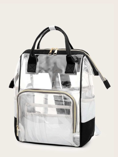 Transparent backpack with front pocket