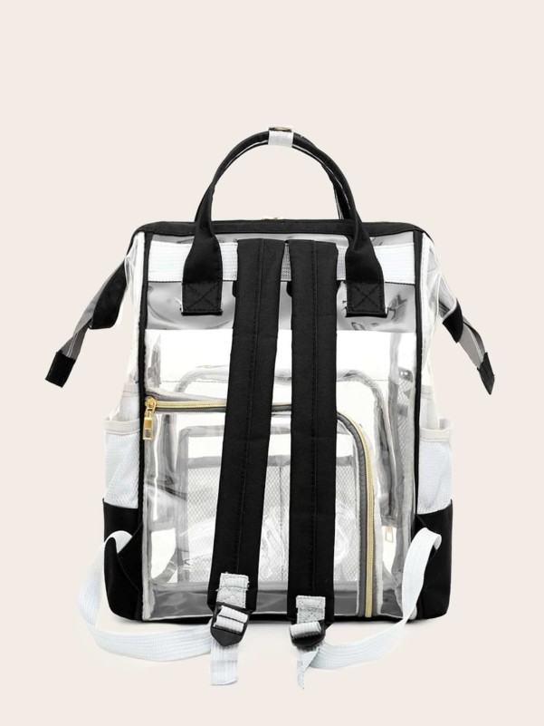 Transparent backpack with front pocket